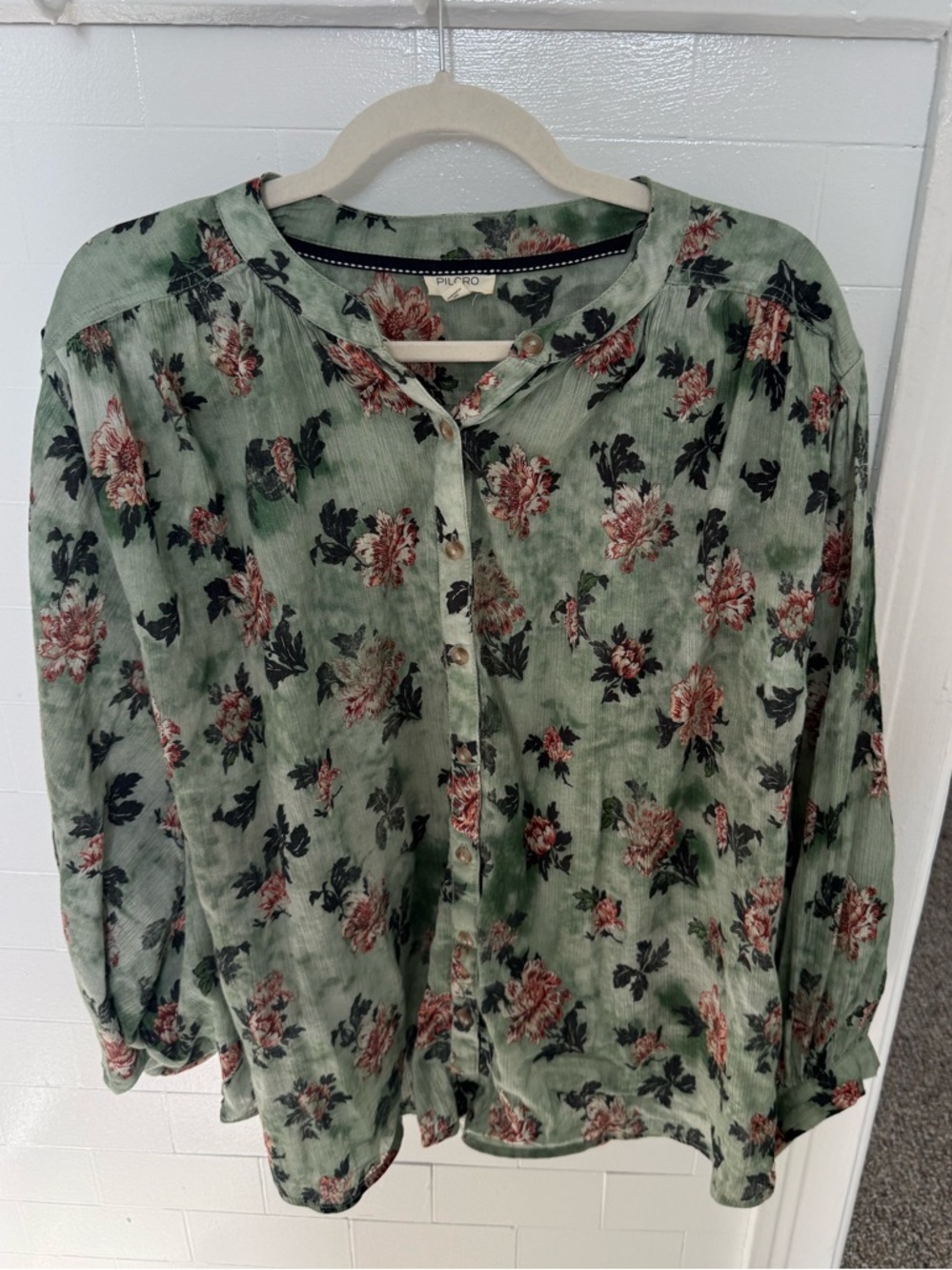Pilcro Sage Green Floral Batwing Blouse